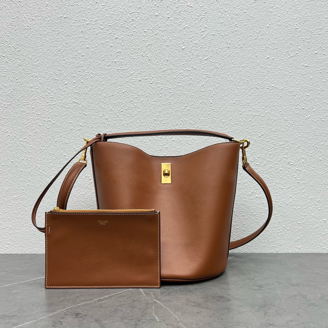 Celine Bucket 16 Smooth Calfskin Handbag Shoulder Bag Tan 195573